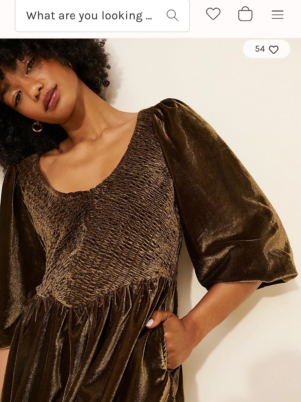Free People Olive Brown Velvet Mini Dress